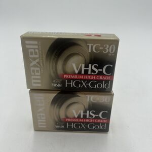 MAXELL VHS-C TC-30 Premium High Grade HGX-Gold Video Tapes 2 Pack